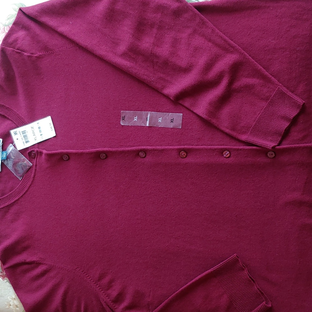 Karen Scott Women's Merlot Red Cardigan Long Sleeves Size XL NWT - Picture 13 of 17